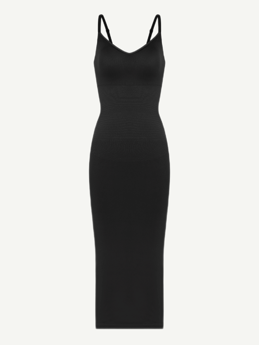 ssamless Spaghetti Strap V-neck Maxi Shaper Dress