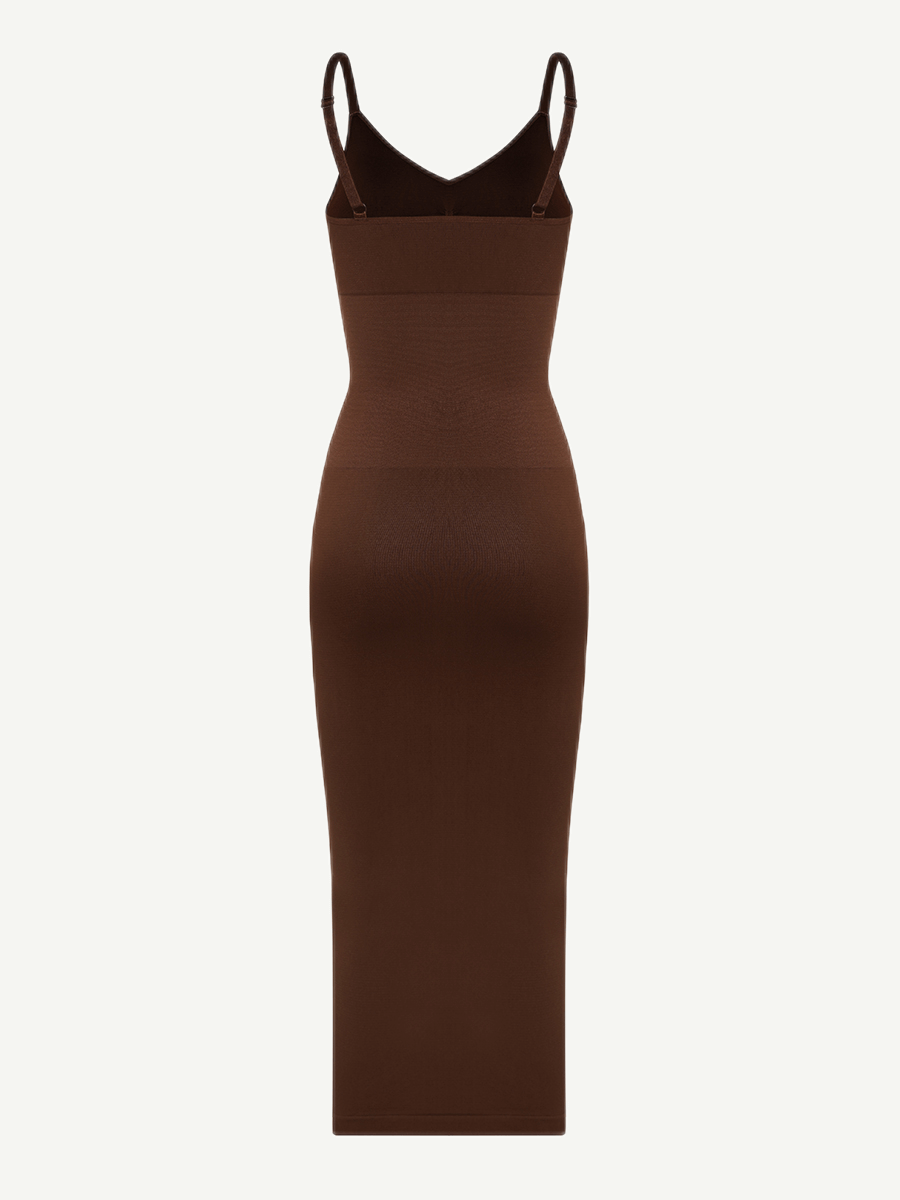 ssamless Spaghetti Strap V-neck Maxi Shaper Dress