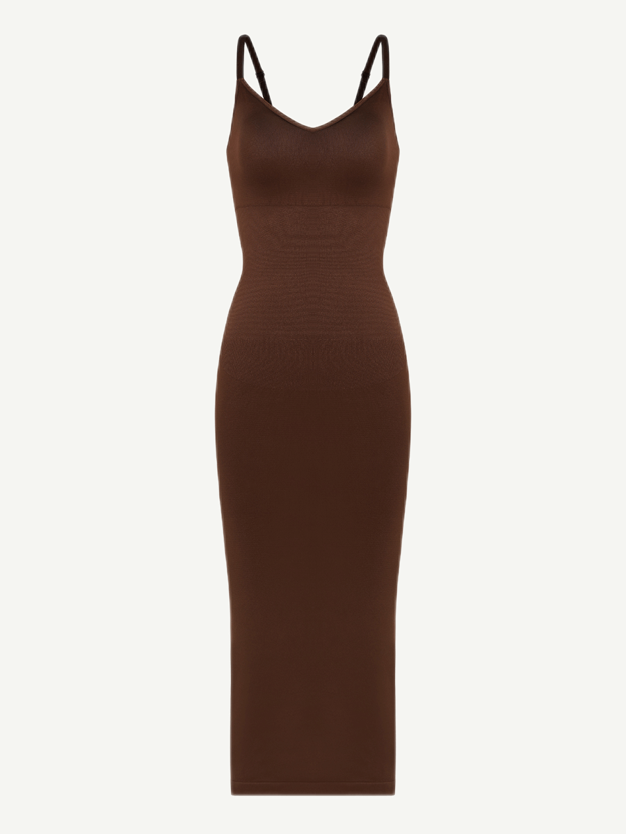 ssamless Spaghetti Strap V-neck Maxi Shaper Dress