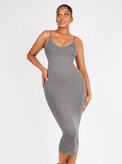 ssamless Spaghetti Strap V-neck Maxi Shaper Dress
