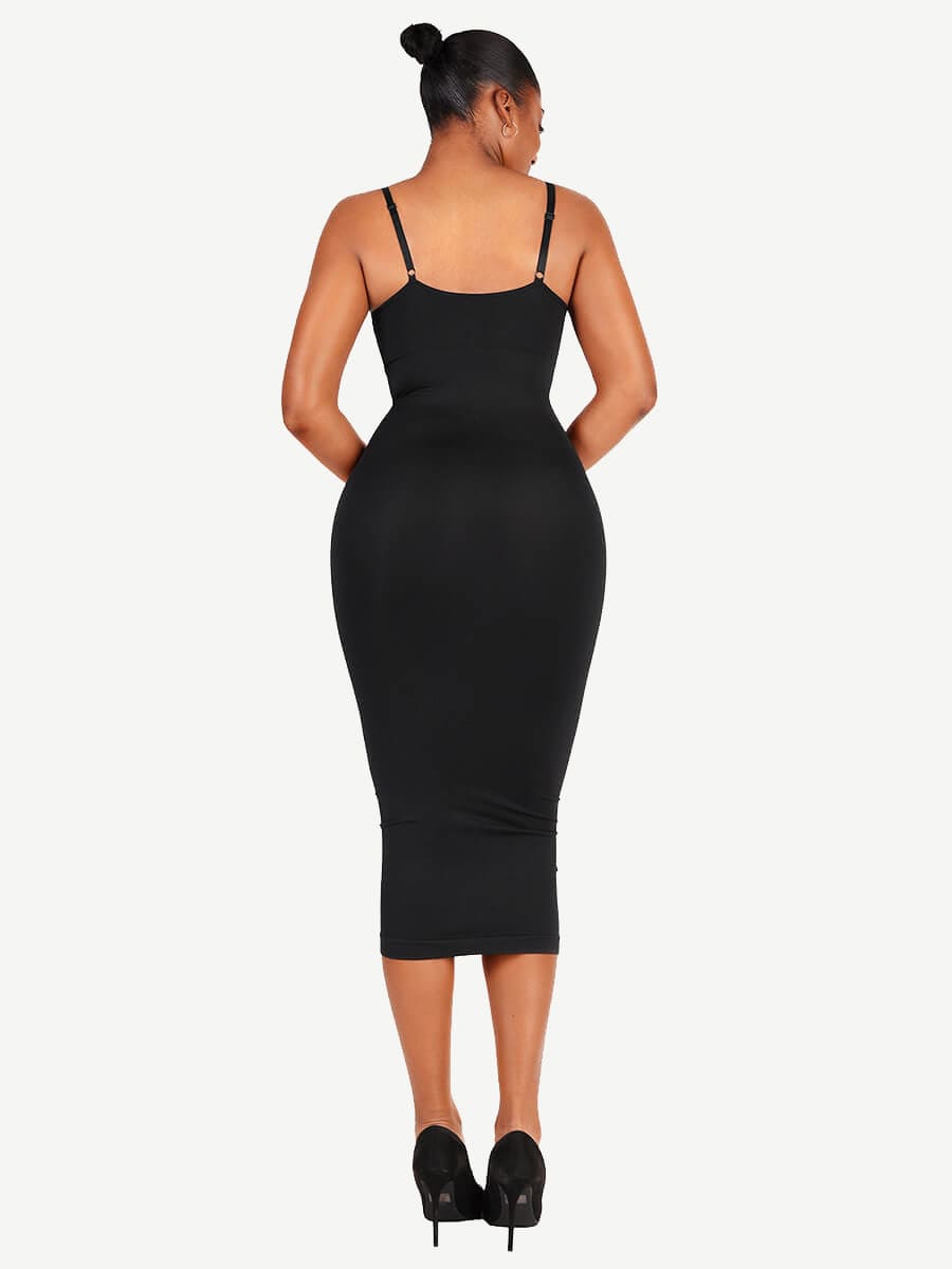 ssamless Spaghetti Strap V-neck Maxi Shaper Dress