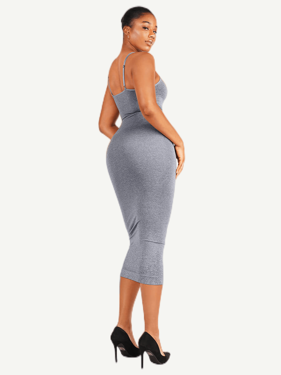 ssamless Spaghetti Strap V-neck Maxi Shaper Dress