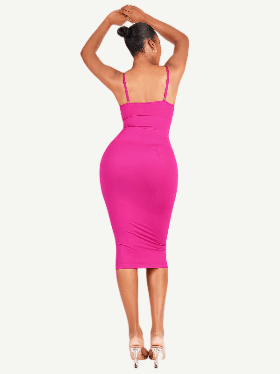 ssamless Spaghetti Strap V-neck Maxi Shaper Dress