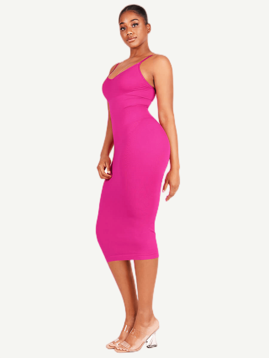 ssamless Spaghetti Strap V-neck Maxi Shaper Dress