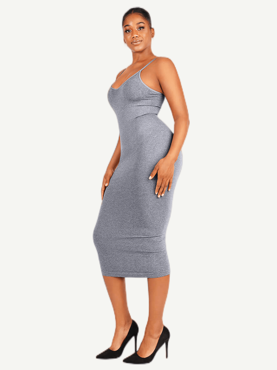 ssamless Spaghetti Strap V-neck Maxi Shaper Dress