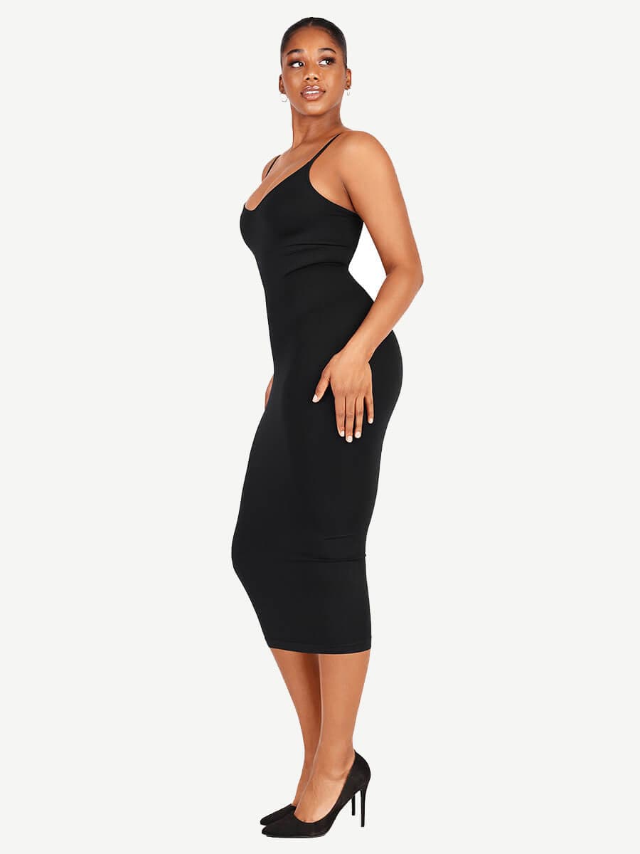 ssamless Spaghetti Strap V-neck Maxi Shaper Dress