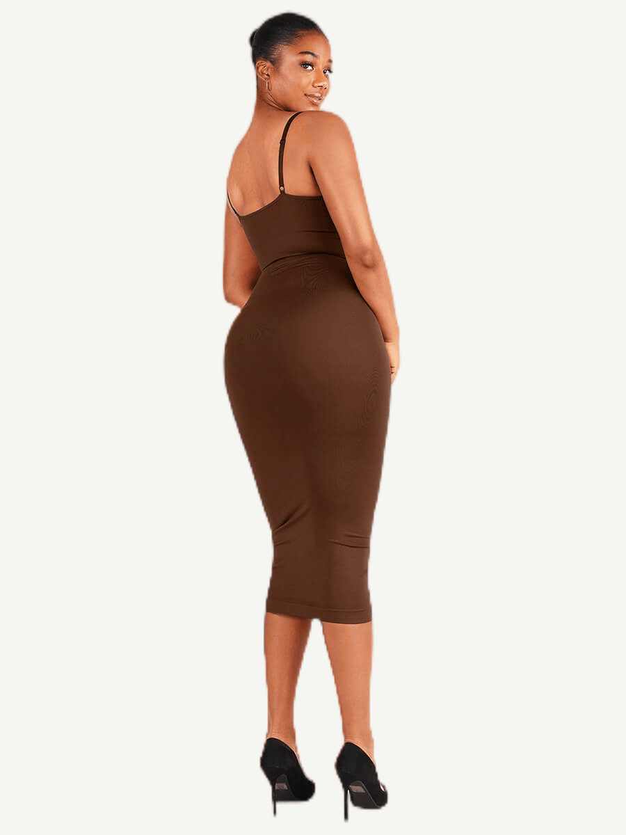 ssamless Spaghetti Strap V-neck Maxi Shaper Dress