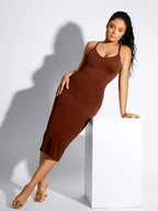 ssamless Spaghetti Strap V-neck Maxi Shaper Dress