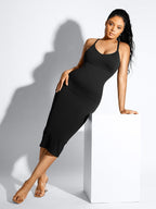 ssamless Spaghetti Strap V-neck Maxi Shaper Dress