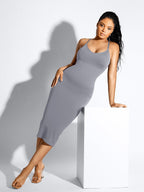 ssamless Spaghetti Strap V-neck Maxi Shaper Dress