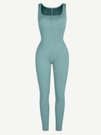 ssshion Zipper Front Slit Sports Sauna Jumpsuit