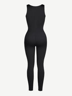 ssshion Zipper Front Slit Sports Sauna Jumpsuit