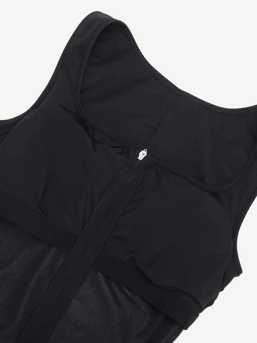 ssshion Zipper Front Slit Sports Sauna Jumpsuit