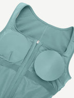 ssshion Zipper Front Slit Sports Sauna Jumpsuit