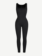 ssshion Zipper Front Slit Sports Sauna Jumpsuit