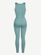 ssshion Zipper Front Slit Sports Sauna Jumpsuit