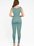 ssshion Zipper Front Slit Sports Sauna Jumpsuit