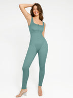 ssshion Zipper Front Slit Sports Sauna Jumpsuit