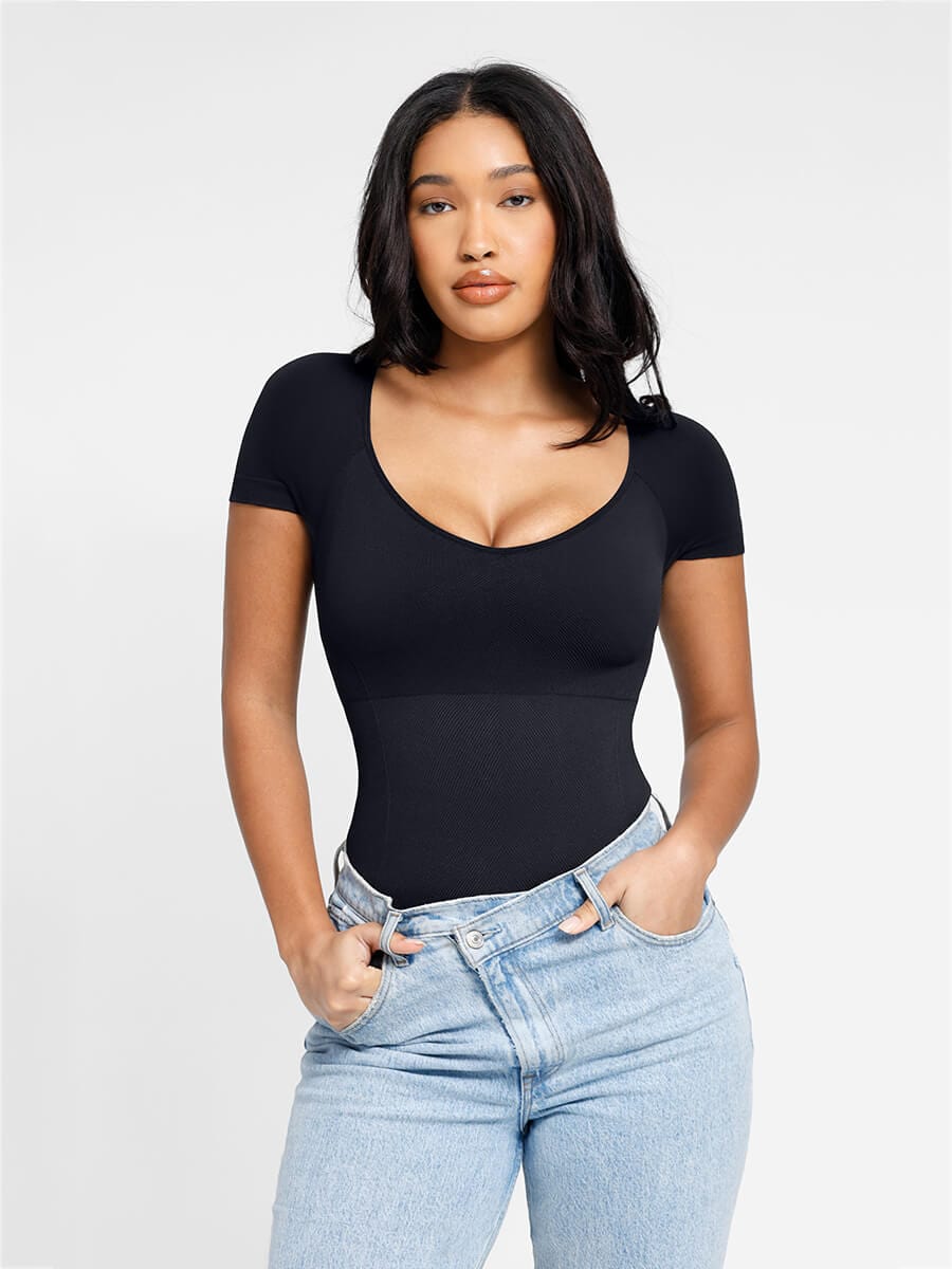 ssEco-friendly Square Collar High Elastic Knit Seamless Shapewear Bodysuit