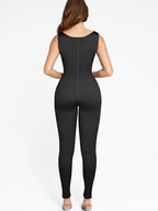 ssshion Zipper Front Slit Sports Sauna Jumpsuit