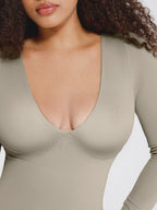 ssamless Deep V Tummy Control Waist Cinching Catsuit