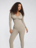 ssamless Deep V Tummy Control Waist Cinching Catsuit