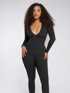 ssamless Deep V Tummy Control Waist Cinching Catsuit