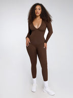 ssamless Deep V Tummy Control Waist Cinching Catsuit