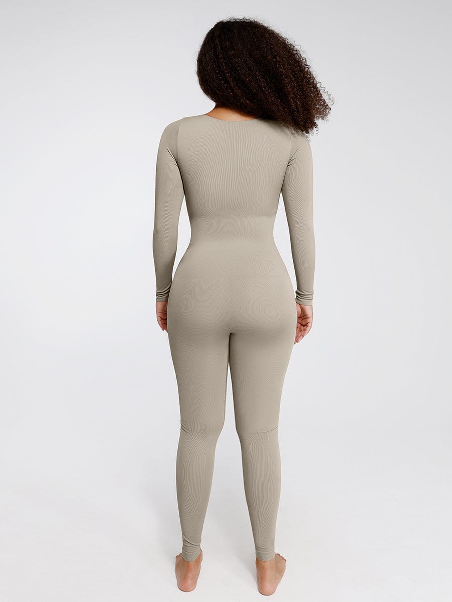 ssamless Deep V Tummy Control Waist Cinching Catsuit