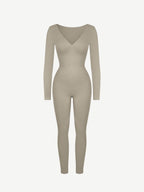 ssamless Deep V Tummy Control Waist Cinching Catsuit