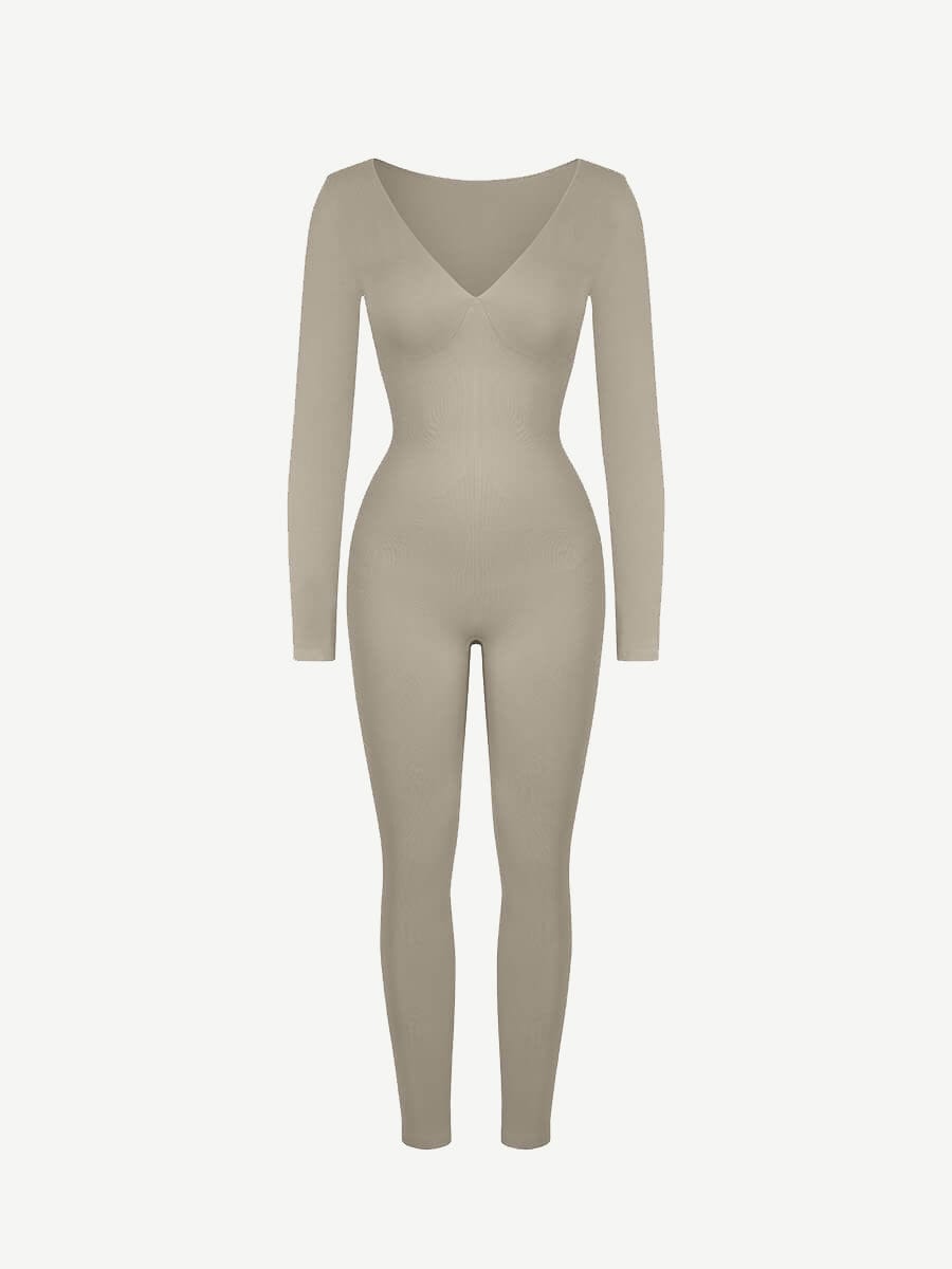 ssamless Deep V Tummy Control Waist Cinching Catsuit