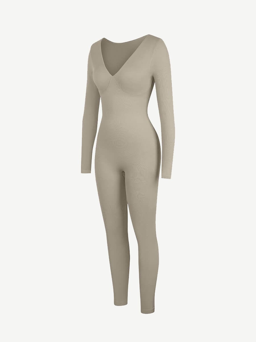 ssamless Deep V Tummy Control Waist Cinching Catsuit