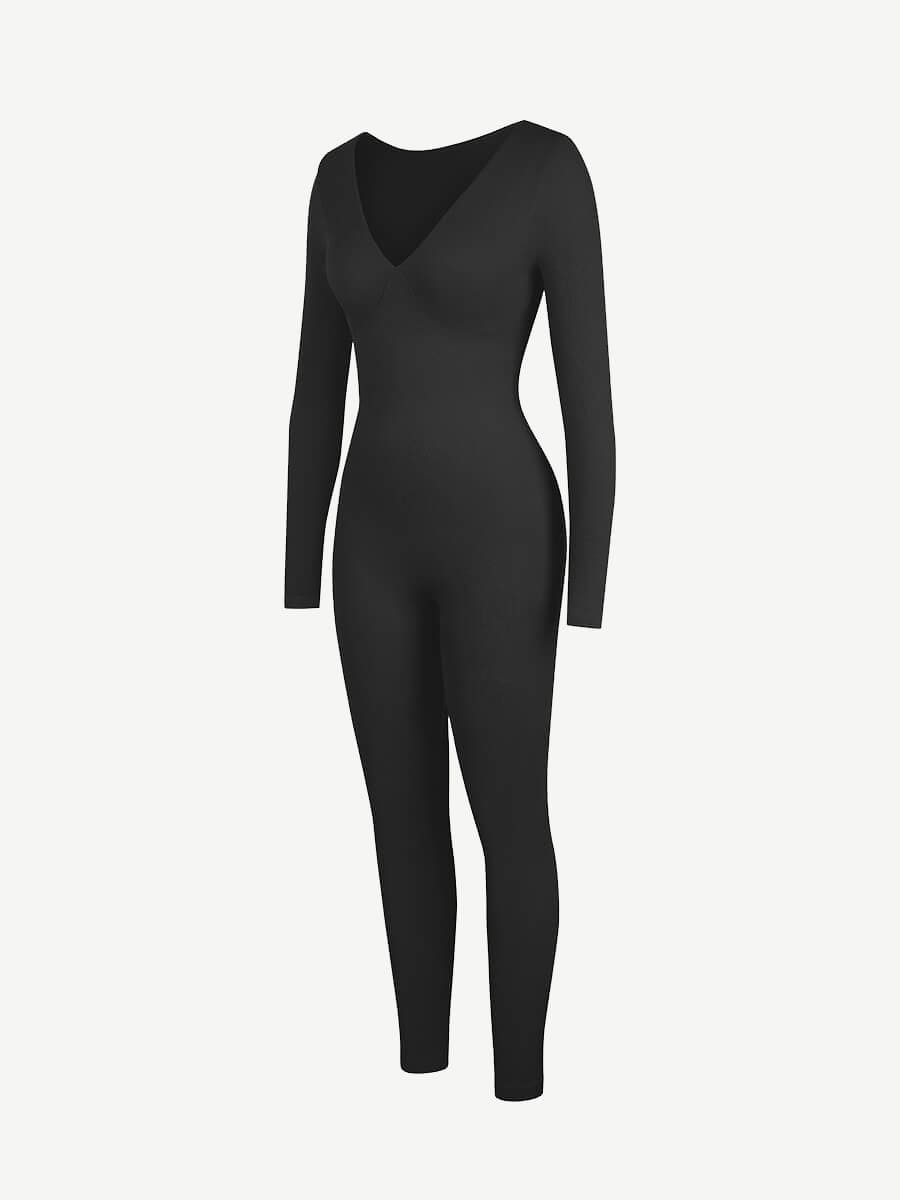 ssamless Deep V Tummy Control Waist Cinching Catsuit