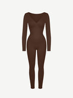 ssamless Deep V Tummy Control Waist Cinching Catsuit