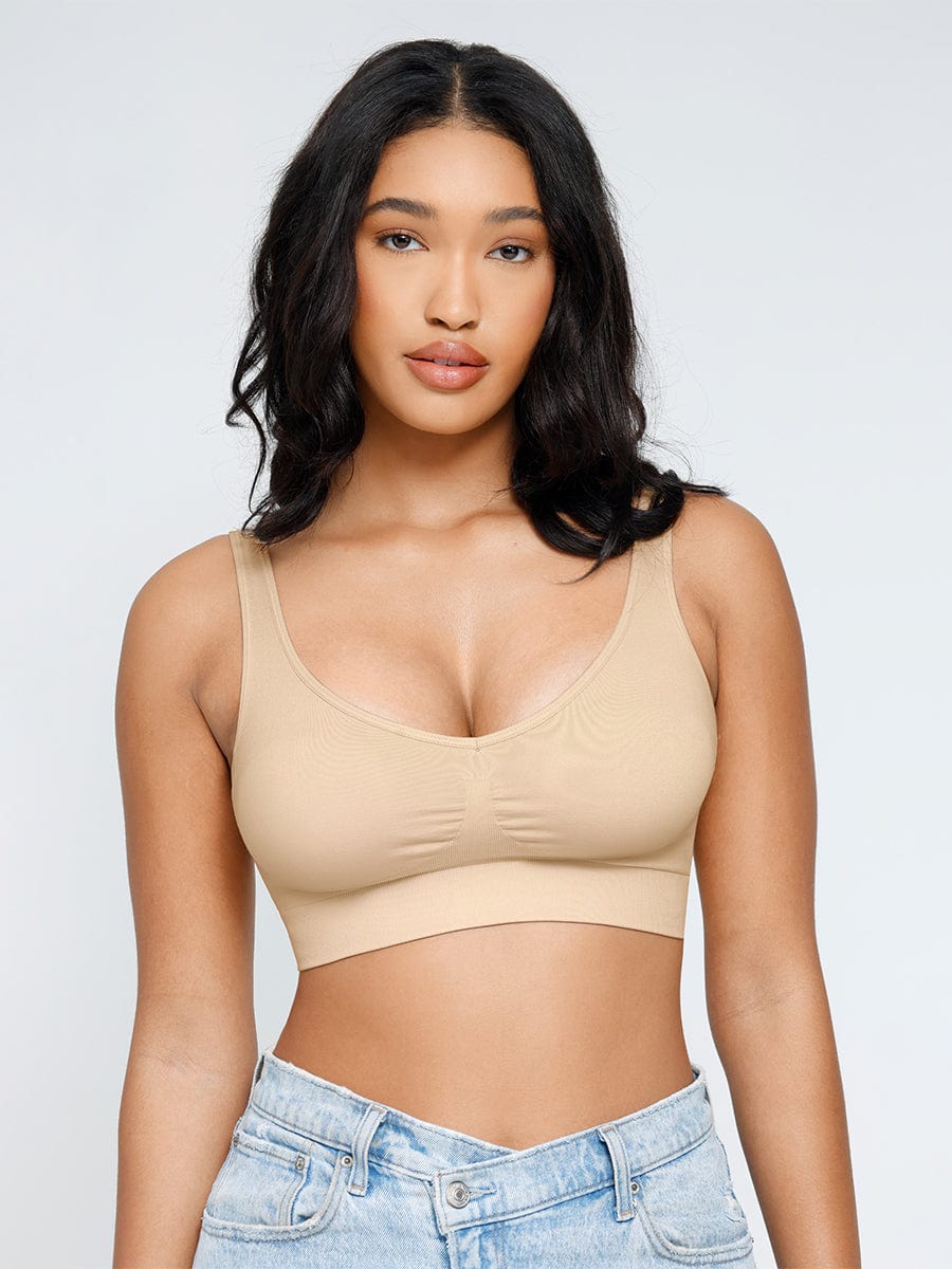 ssamless Breast Support Back Fat Reduction Inner Bra With Removable cups