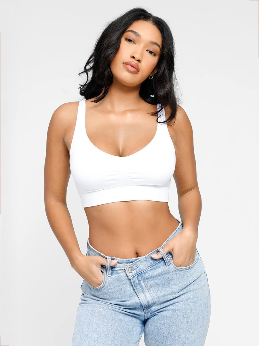 ssamless Breast Support Back Fat Reduction Inner Bra With Removable cups