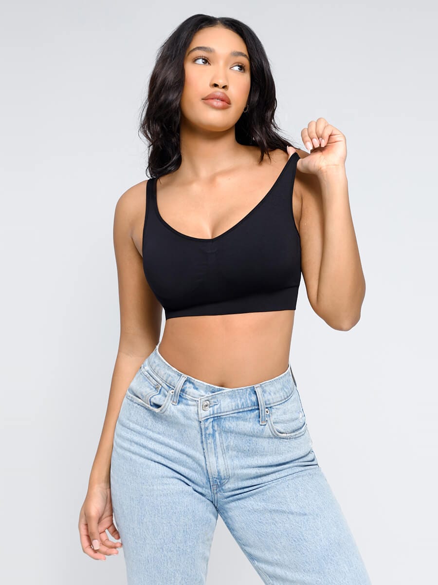 ssamless Breast Support Back Fat Reduction Inner Bra With Removable cups
