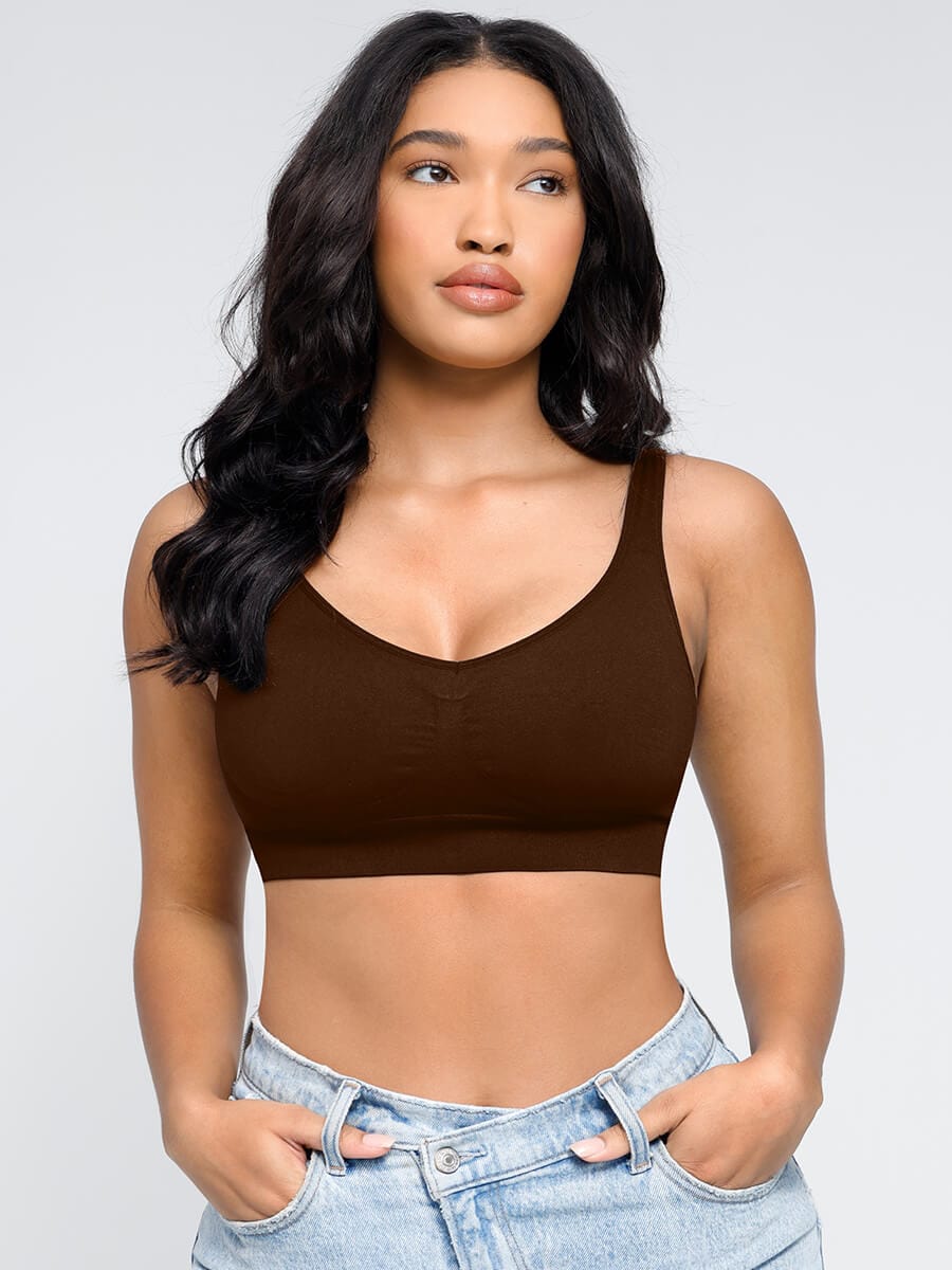 ssamless Breast Support Back Fat Reduction Inner Bra With Removable cups