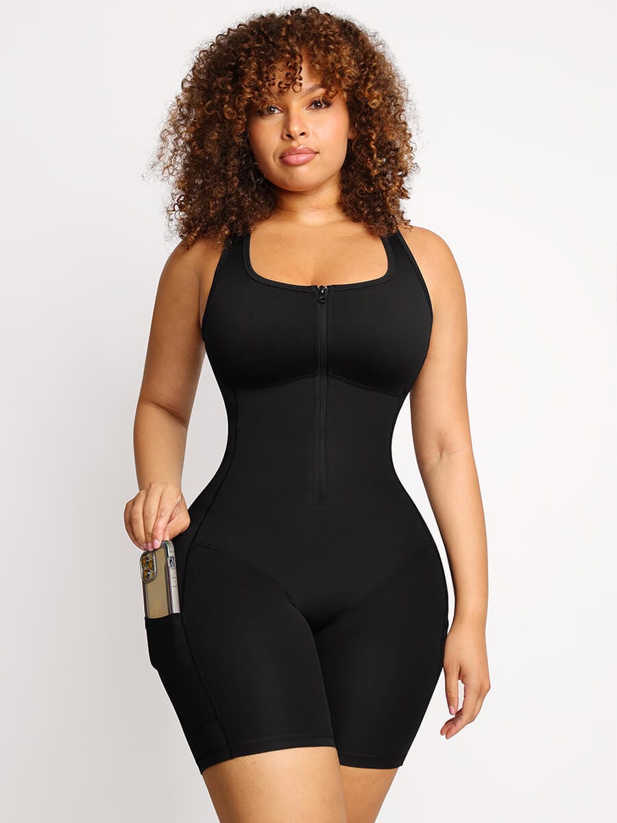 ssretch Athletic Bodysuit With Pockets