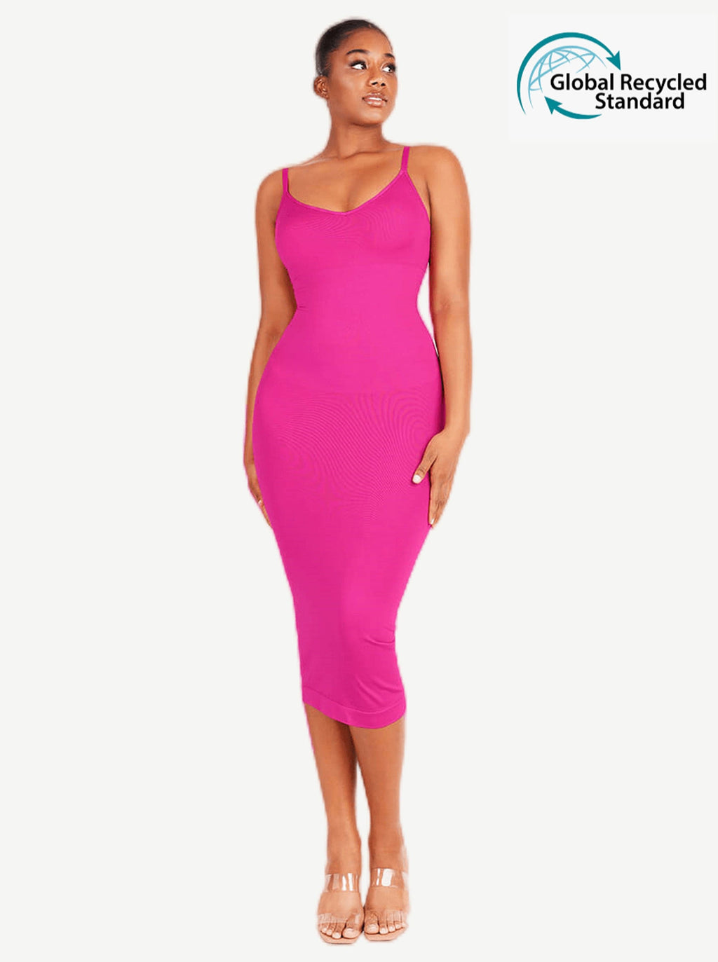 ssEco-friendly Spaghetti Strap V-neck Snatched Seamless Shaper Dress