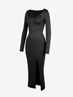  ?? Eco-friendly Seamless Bust Support Tummy Control High Side Slit Shaping Dress