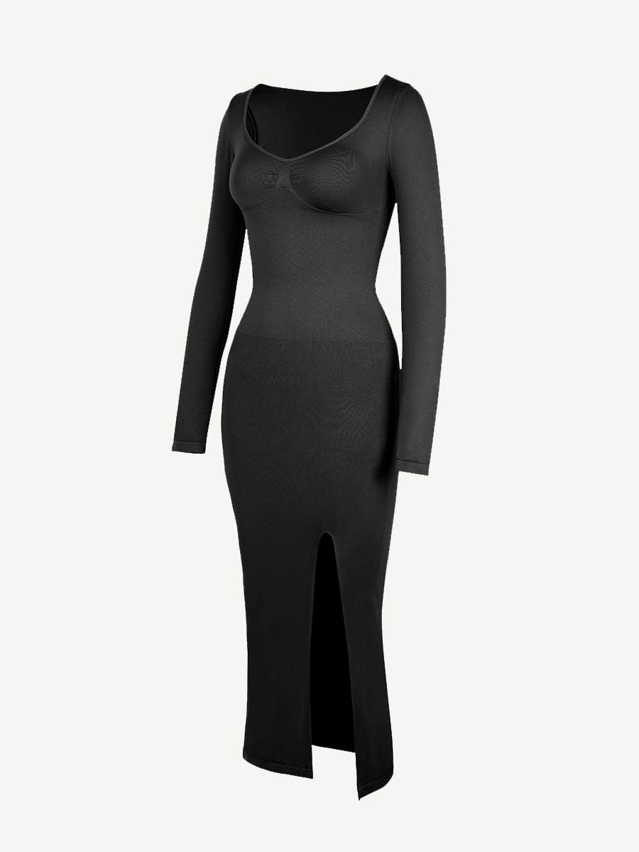  ?? Eco-friendly Seamless Bust Support Tummy Control High Side Slit Shaping Dress