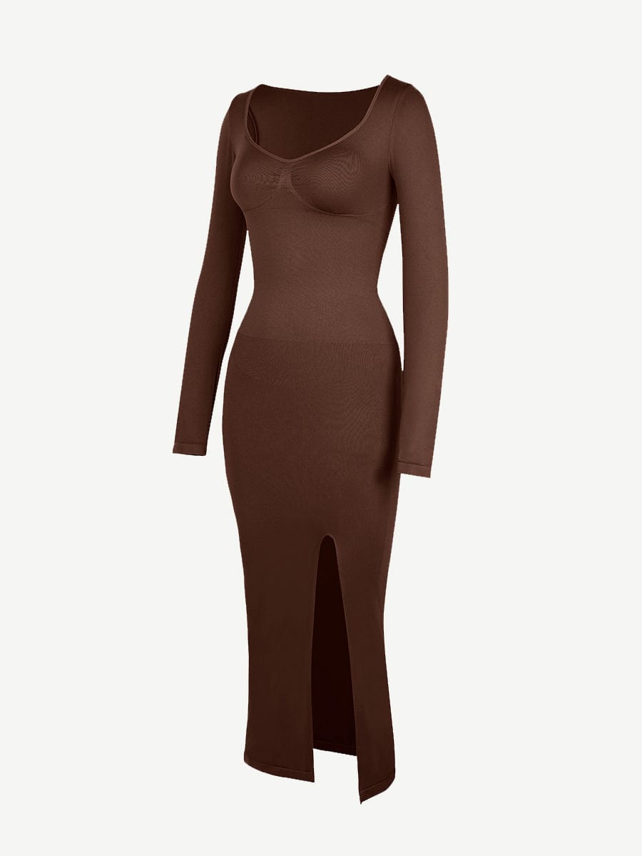  ?? Eco-friendly Seamless Bust Support Tummy Control High Side Slit Shaping Dress