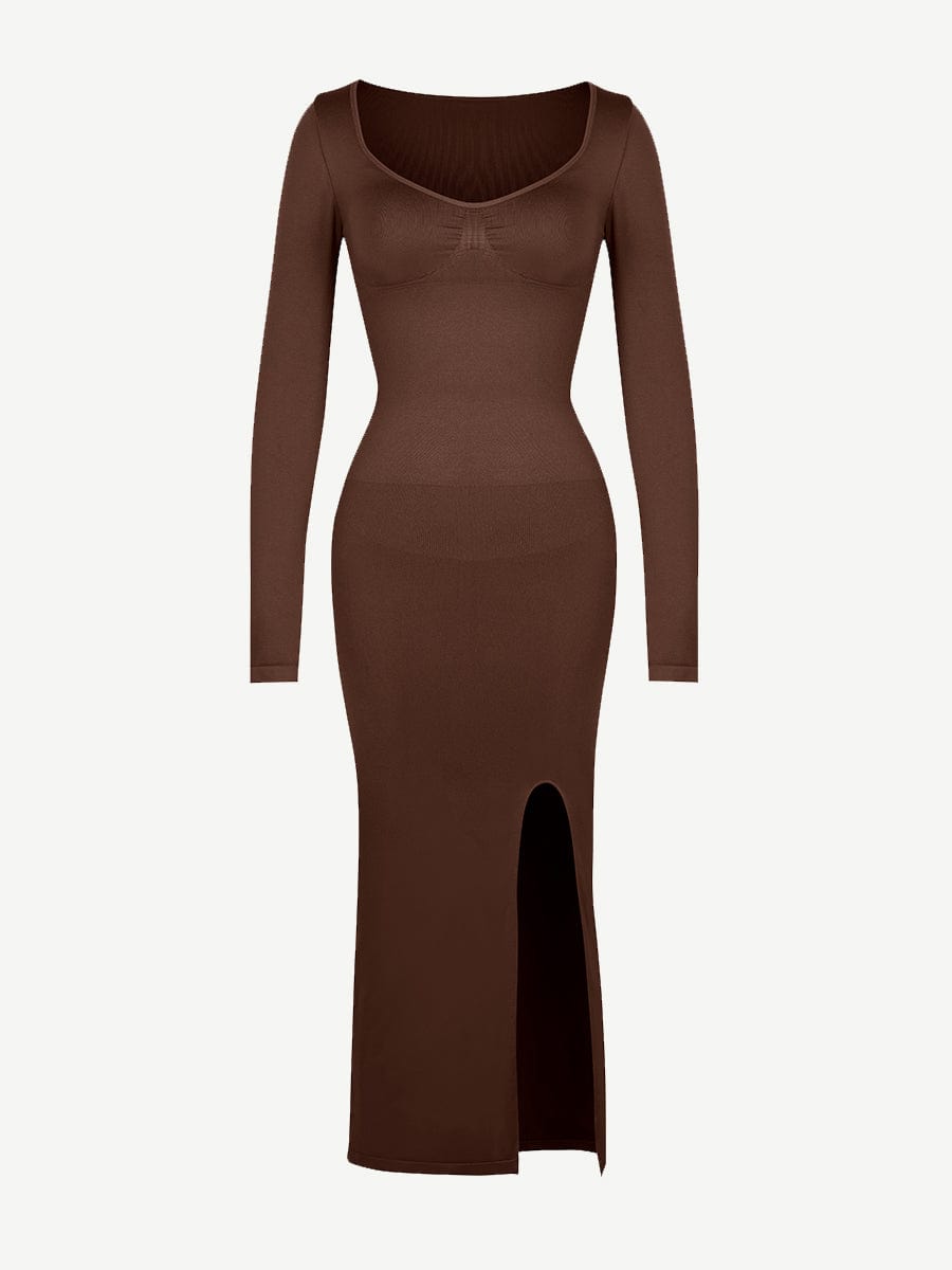  ?? Eco-friendly Seamless Bust Support Tummy Control High Side Slit Shaping Dress