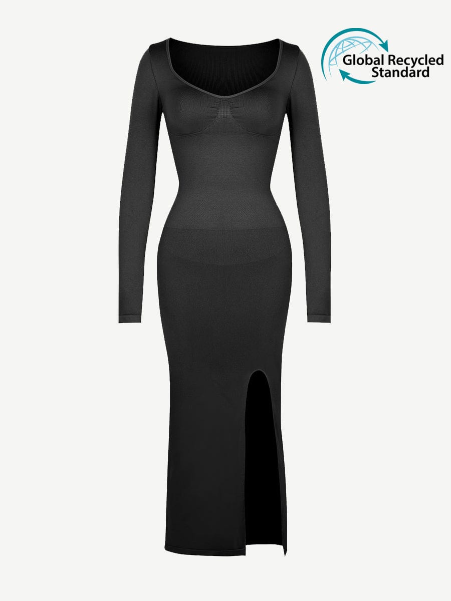  ?? Eco-friendly Seamless Bust Support Tummy Control High Side Slit Shaping Dress