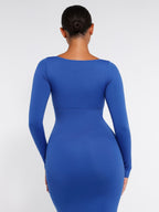  ?? Eco-friendly Seamless Bust Support Tummy Control High Side Slit Shaping Dress
