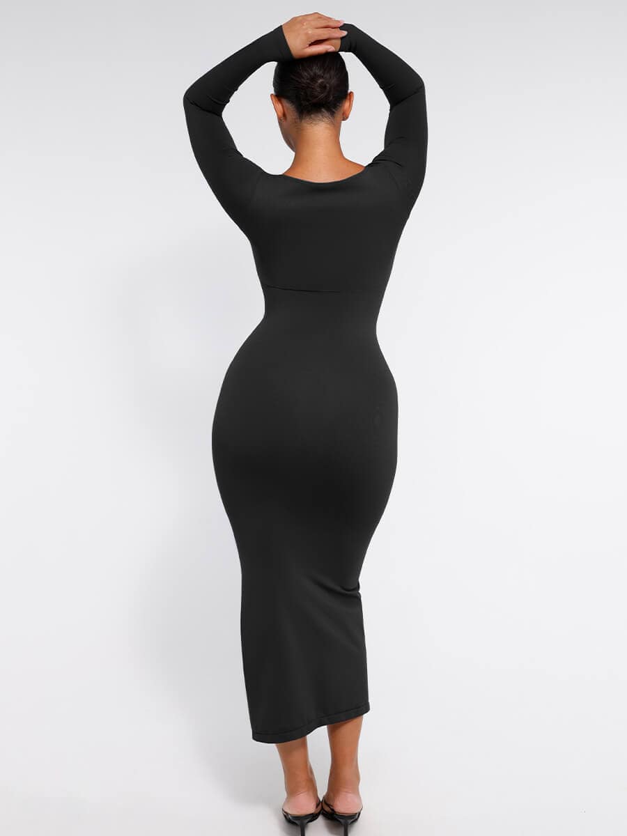  ?? Eco-friendly Seamless Bust Support Tummy Control High Side Slit Shaping Dress